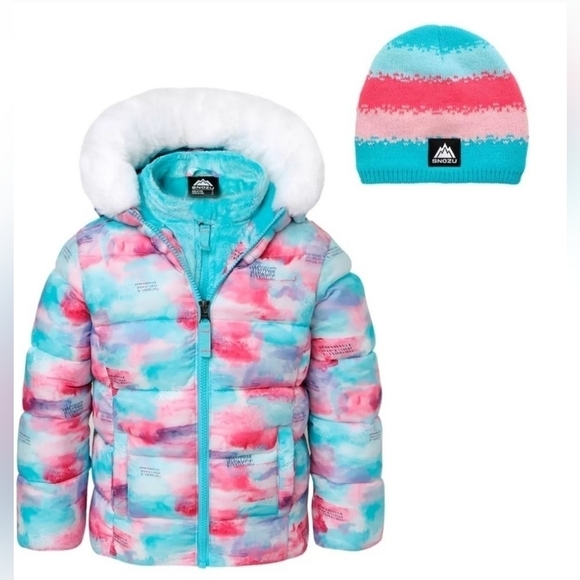 Snozu Winter Puffet Cotton‎ Candy Colors  Jacket with hat Size 6 - Picture 1 of 16